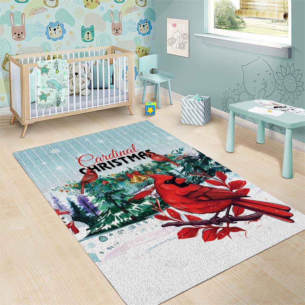 Cardinal Christmas Area Rug Snowflake Xmas Tree - Wonder Print Shop
