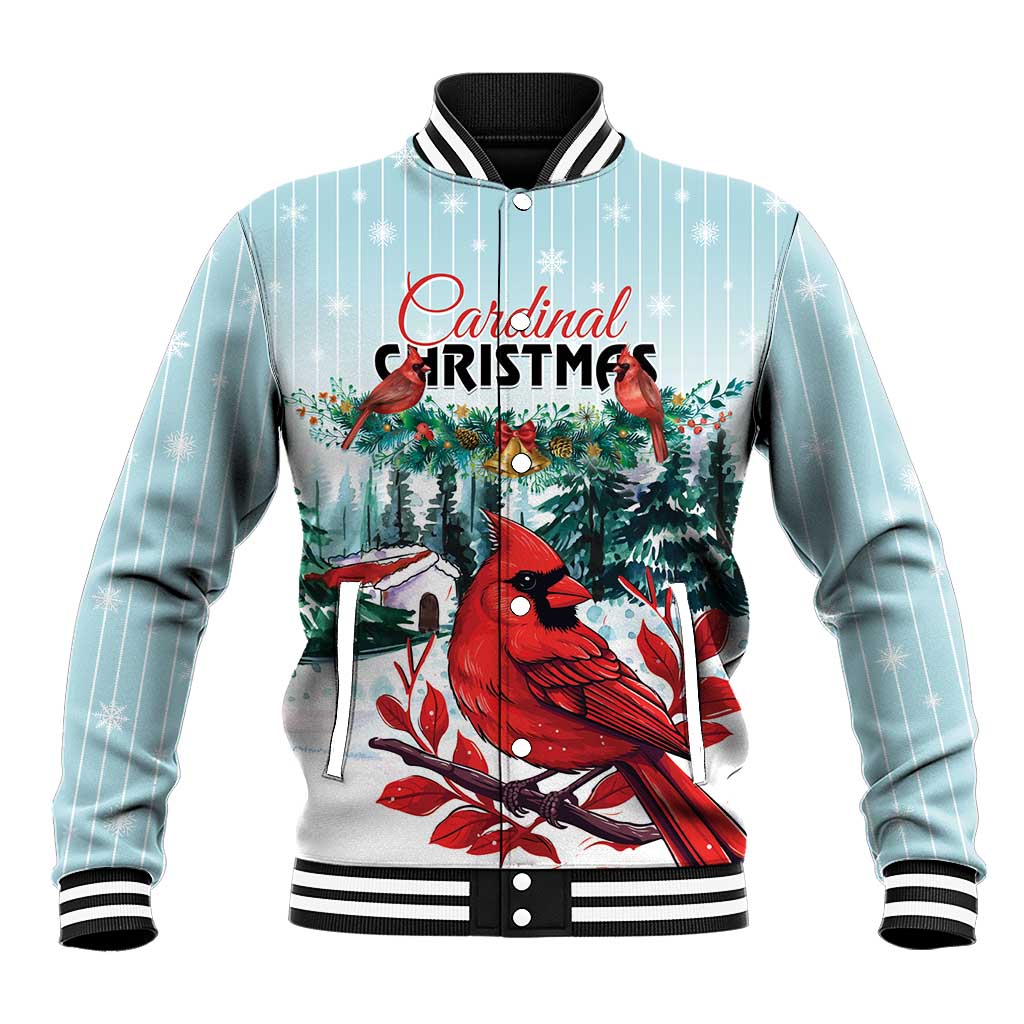 Personalised Cardinal Christmas Baseball Jacket Snowflake Xmas Tree - Wonder Print Shop