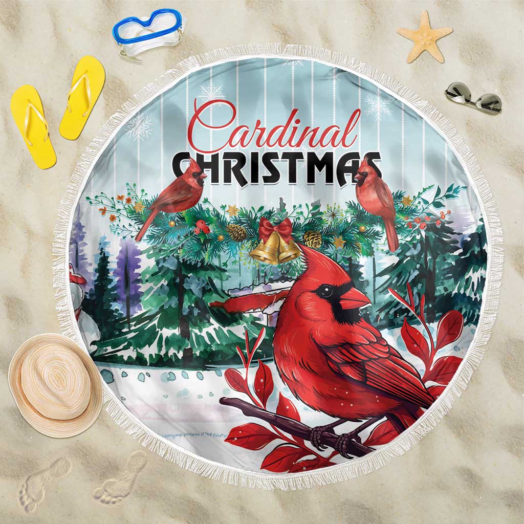 Cardinal Christmas Beach Blanket Snowflake Xmas Tree - Wonder Print Shop