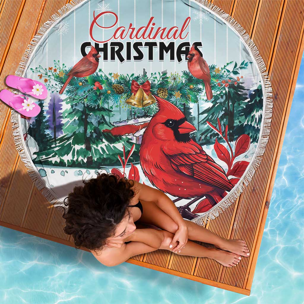Cardinal Christmas Beach Blanket Snowflake Xmas Tree - Wonder Print Shop