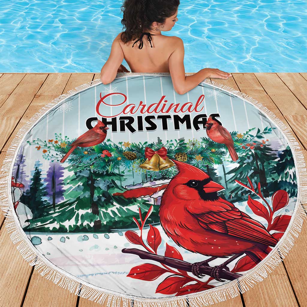 Cardinal Christmas Beach Blanket Snowflake Xmas Tree - Wonder Print Shop