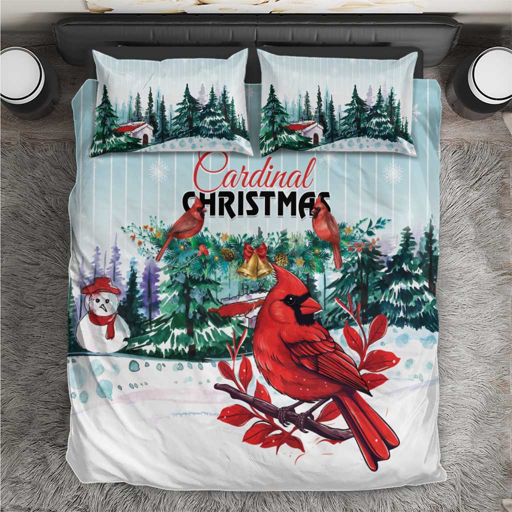 Cardinal Christmas Bedding Set Snowflake Xmas Tree - Wonder Print Shop