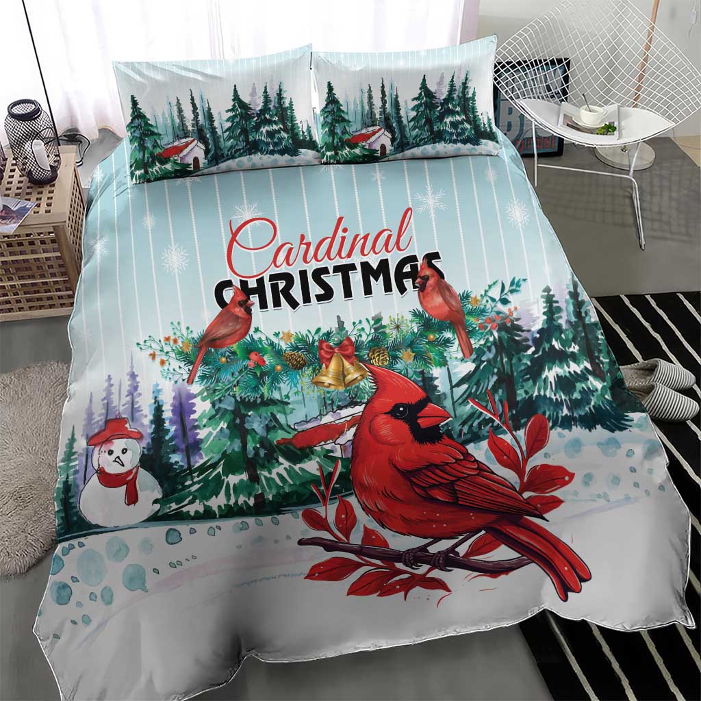 Cardinal Christmas Bedding Set Snowflake Xmas Tree - Wonder Print Shop