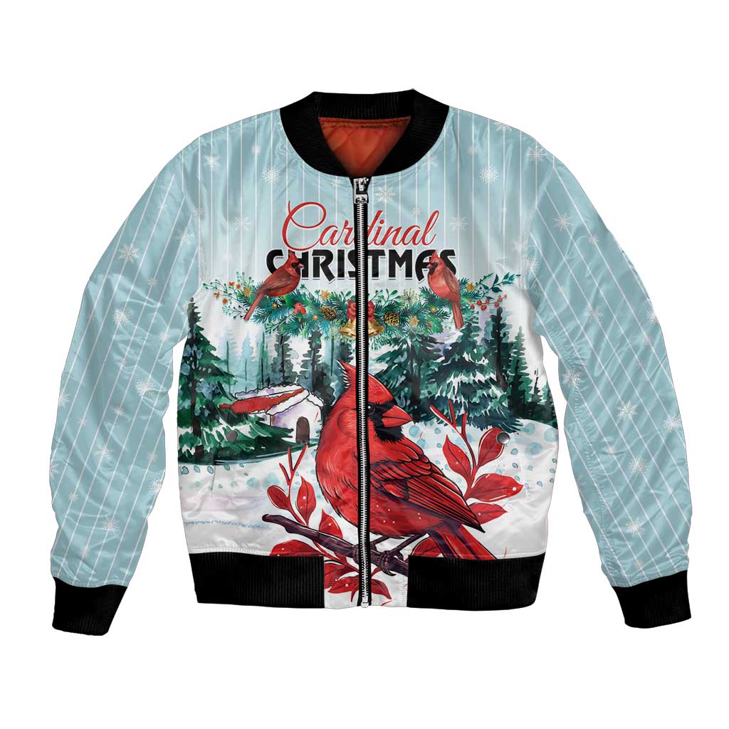 Personalised Cardinal Christmas Bomber Jacket Snowflake Xmas Tree - Wonder Print Shop