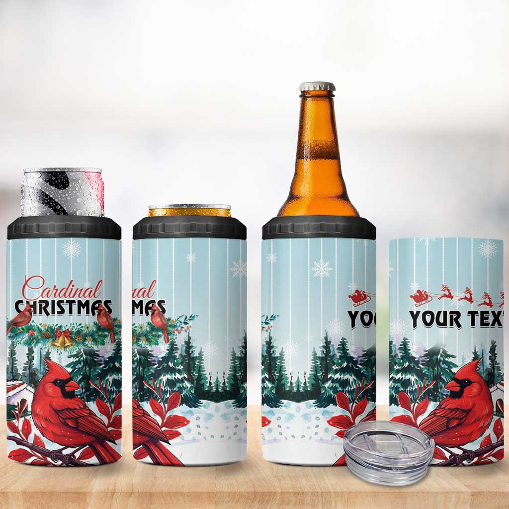 Personalised Cardinal Christmas 4 in 1 Can Cooler Tumbler Snowflake Xmas Tree - Wonder Print Shop