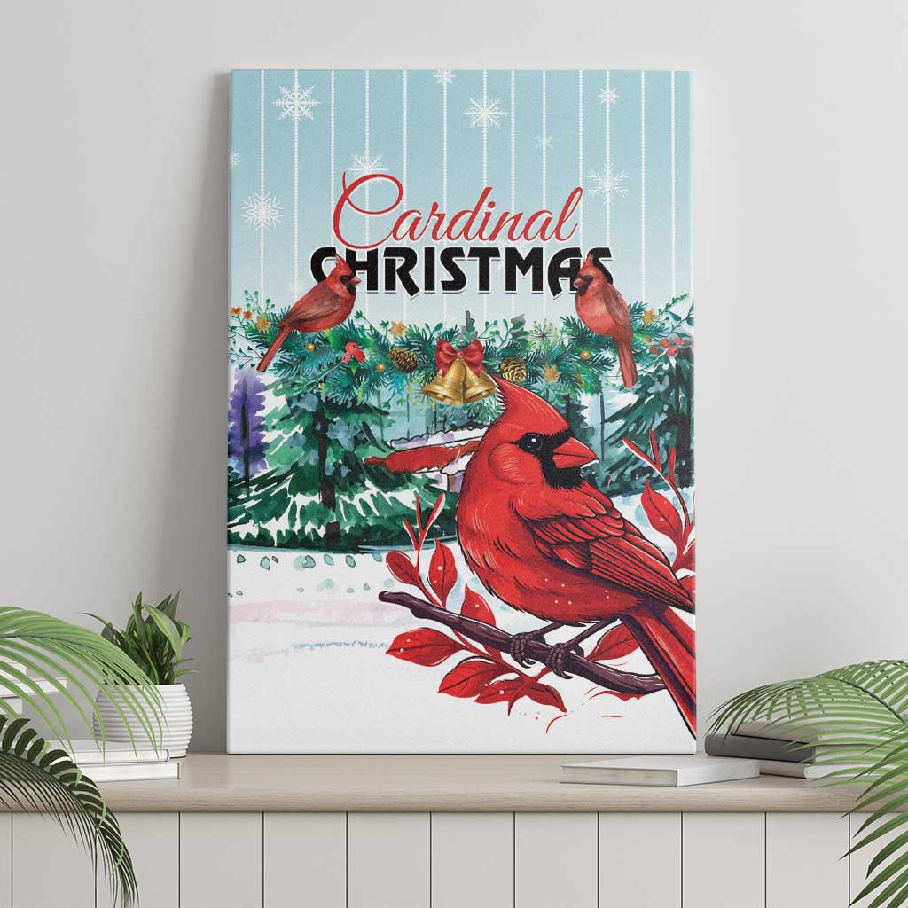 Cardinal Christmas Canvas Wall Art Snowflake Xmas Tree - Wonder Print Shop