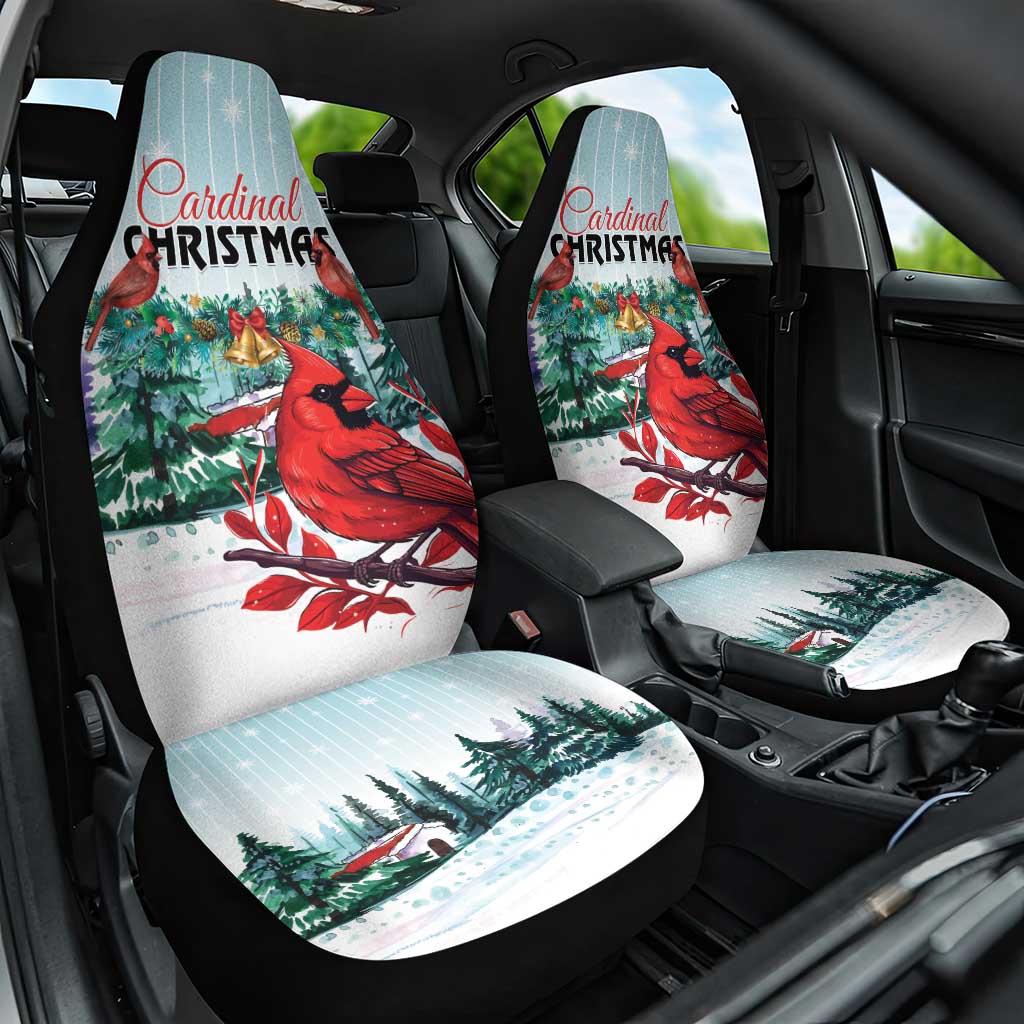 Cardinal Christmas Car Seat Cover Snowflake Xmas Tree - Wonder Print Shop