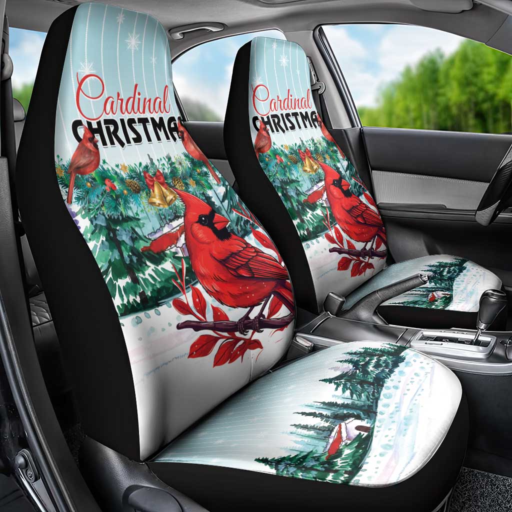 Cardinal Christmas Car Seat Cover Snowflake Xmas Tree - Wonder Print Shop