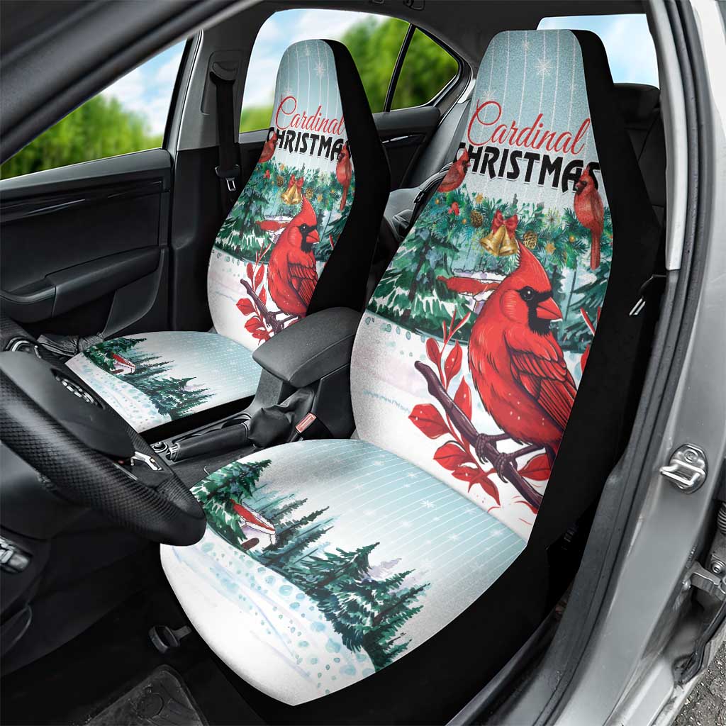 Cardinal Christmas Car Seat Cover Snowflake Xmas Tree - Wonder Print Shop