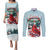 Personalised Cardinal Christmas Couples Matching Puletasi and Long Sleeve Button Shirt Snowflake Xmas Tree - Wonder Print Shop