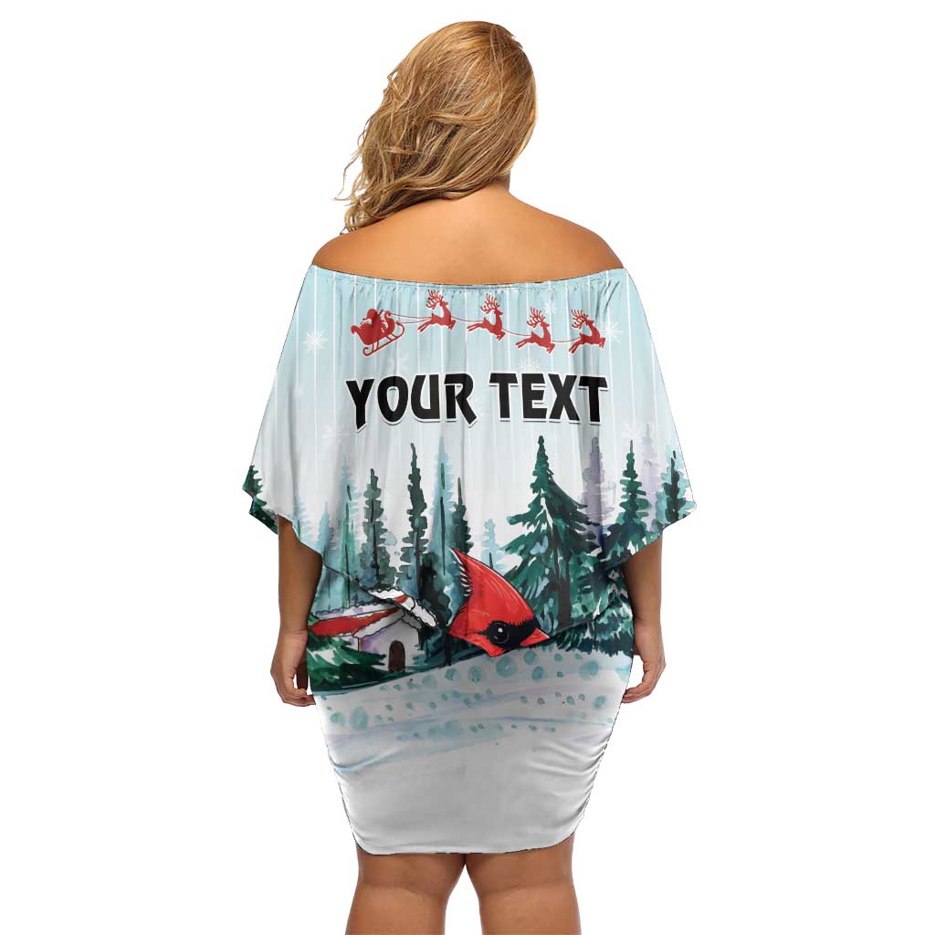 Personalised Cardinal Christmas Family Matching Off Shoulder Short Dress and Hawaiian Shirt Snowflake Xmas Tree - Wonder Print Shop