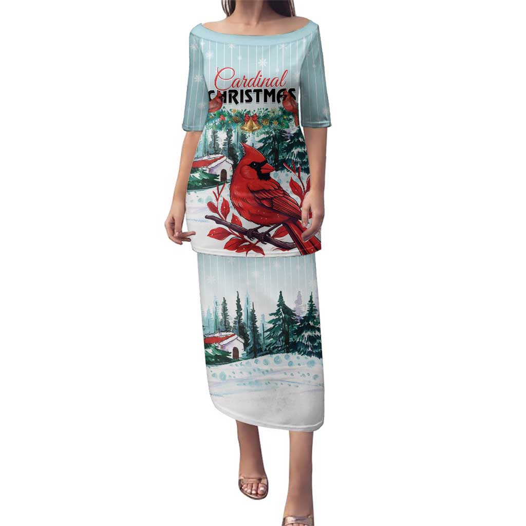 Personalised Cardinal Christmas Family Matching Puletasi and Hawaiian Shirt Snowflake Xmas Tree - Wonder Print Shop