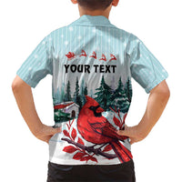 Personalised Cardinal Christmas Family Matching Short Sleeve Bodycon Dress and Hawaiian Shirt Snowflake Xmas Tree - Wonder Print Shop