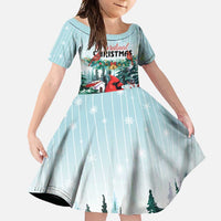 Personalised Cardinal Christmas Family Matching Short Sleeve Bodycon Dress and Hawaiian Shirt Snowflake Xmas Tree - Wonder Print Shop