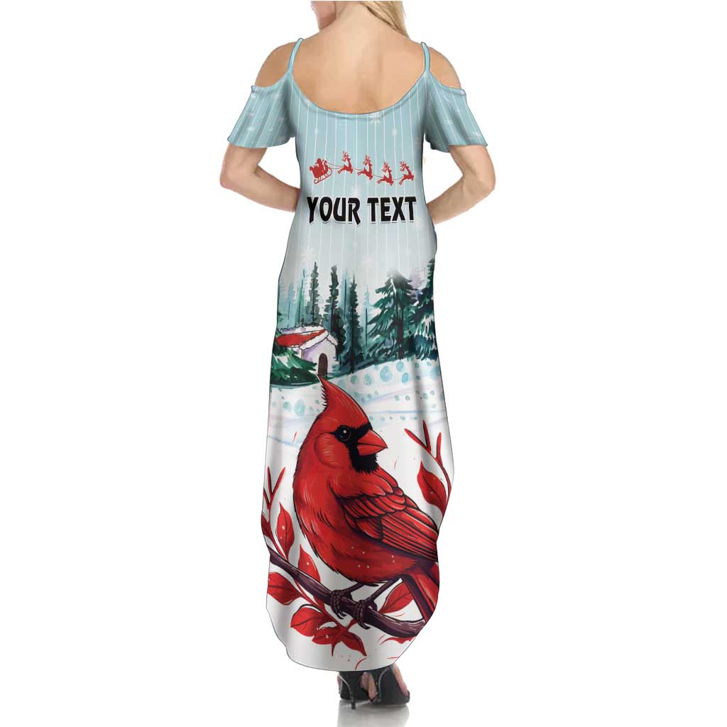 Personalised Cardinal Christmas Family Matching Summer Maxi Dress and Hawaiian Shirt Snowflake Xmas Tree - Wonder Print Shop