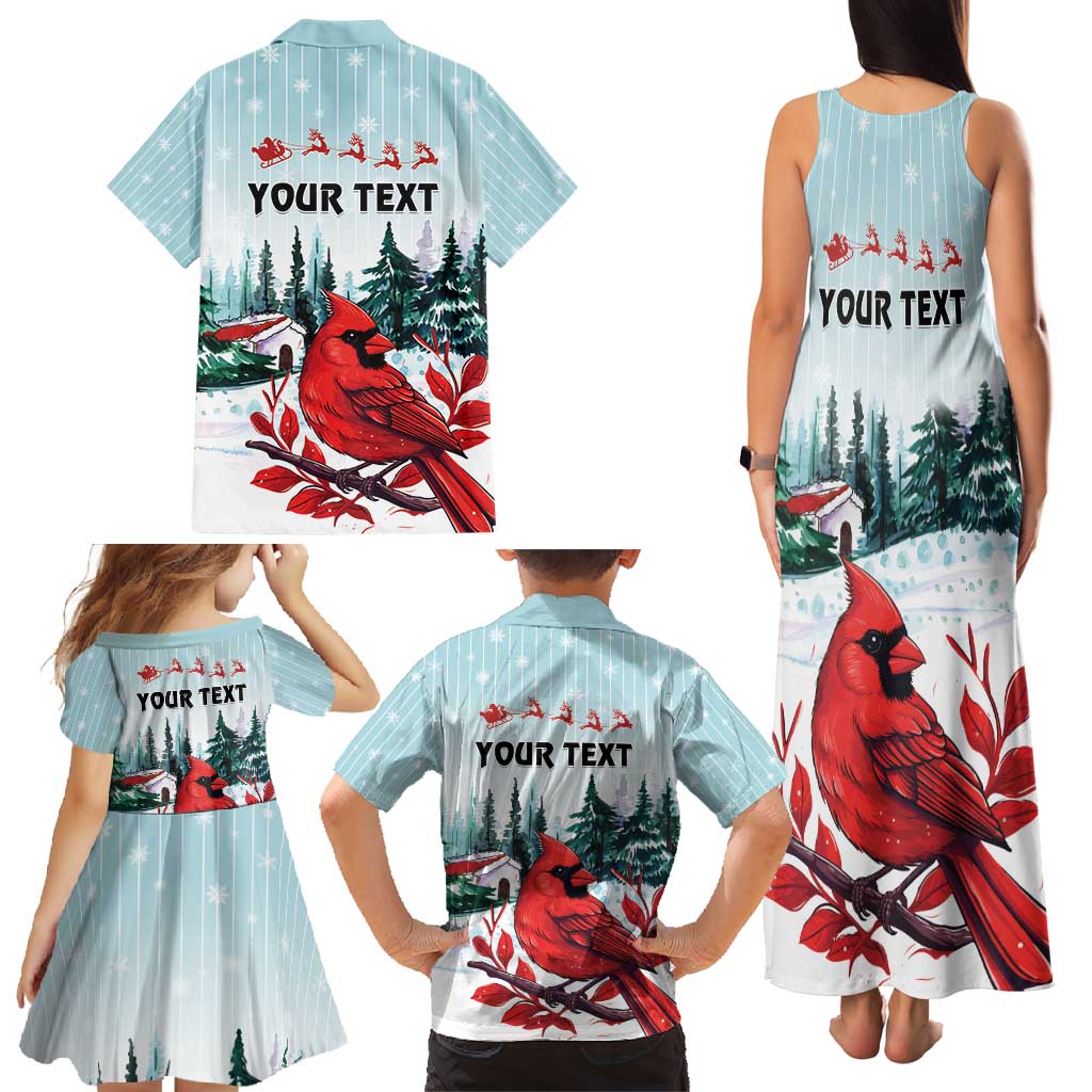 Personalised Cardinal Christmas Family Matching Tank Maxi Dress and Hawaiian Shirt Snowflake Xmas Tree - Wonder Print Shop