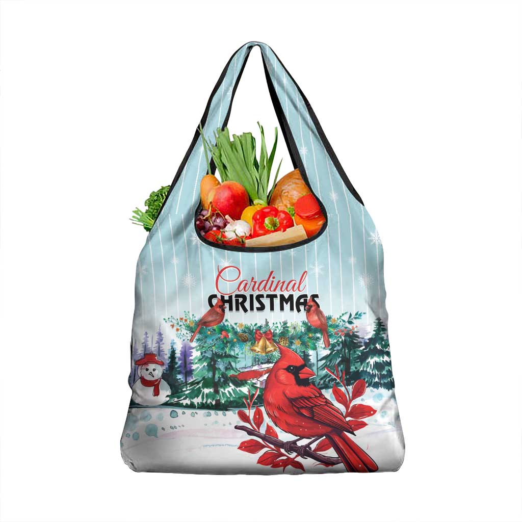 Cardinal Christmas Grocery Bag Snowflake Xmas Tree