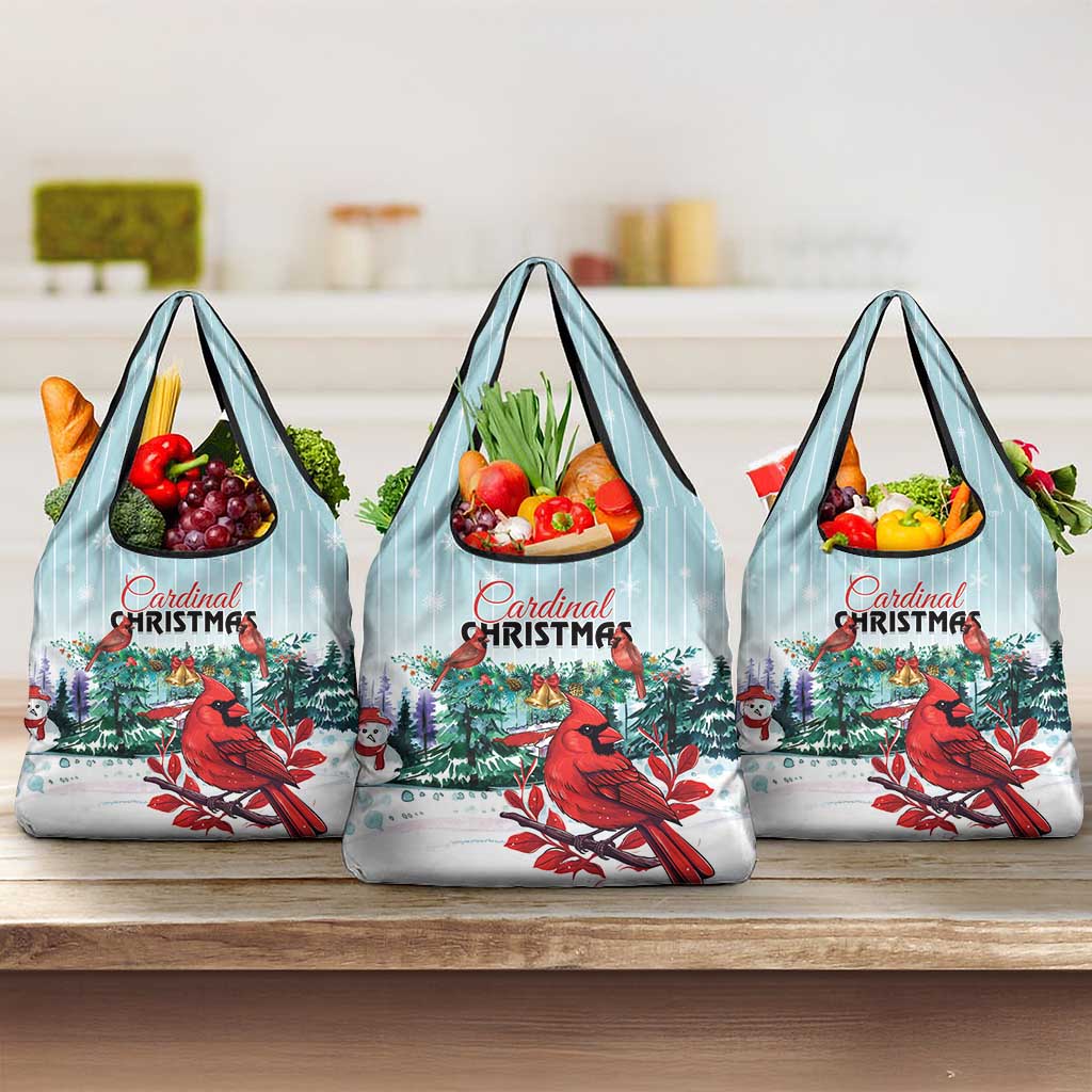 Cardinal Christmas Grocery Bag Snowflake Xmas Tree