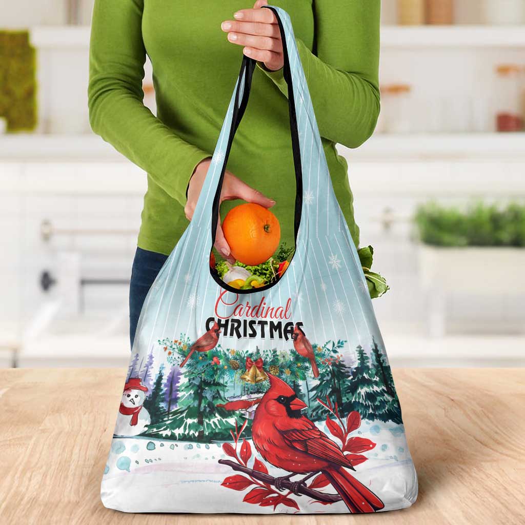 Cardinal Christmas Grocery Bag Snowflake Xmas Tree