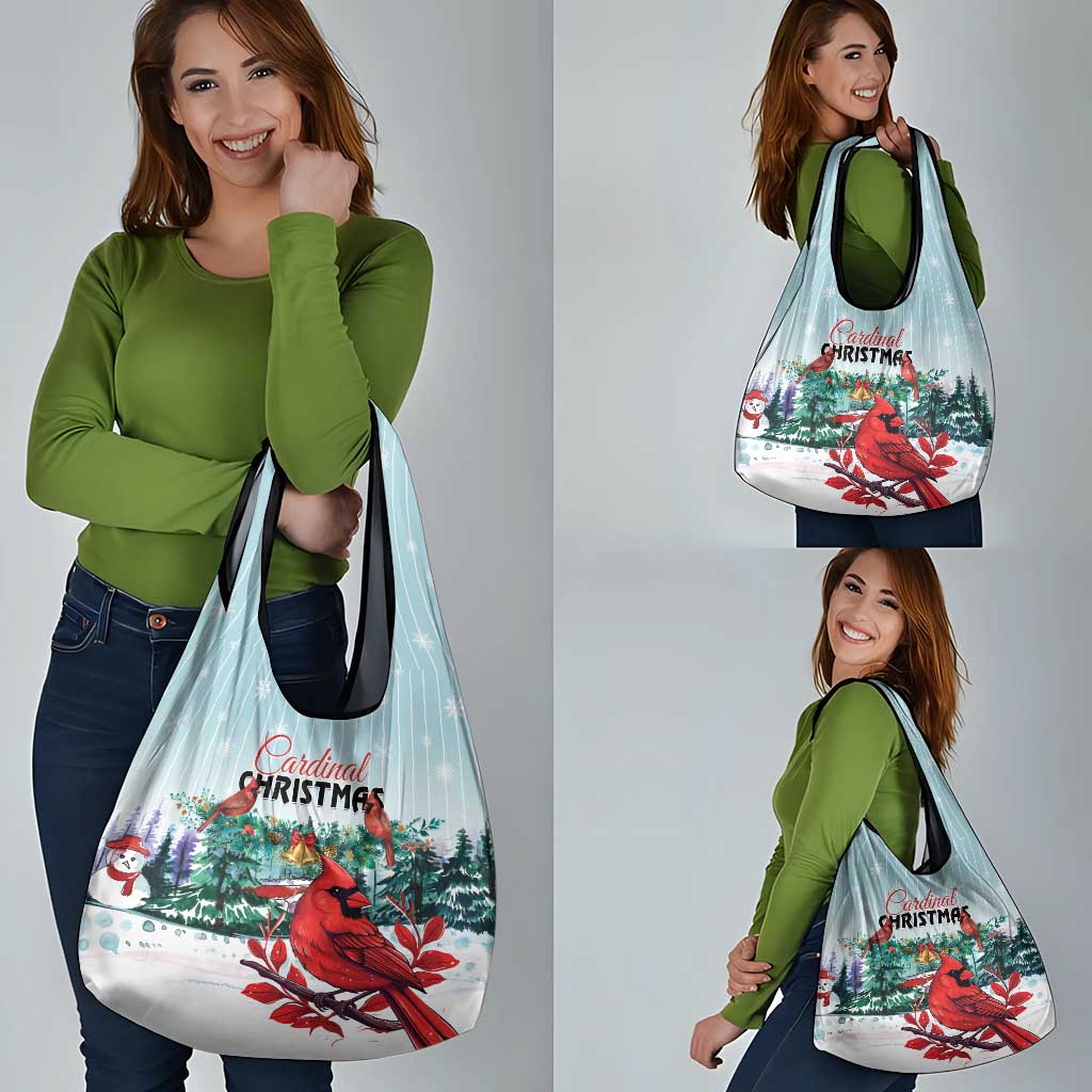 Cardinal Christmas Grocery Bag Snowflake Xmas Tree