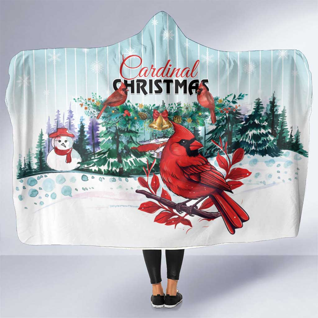 Cardinal Christmas Hooded Blanket Snowflake Xmas Tree LT01