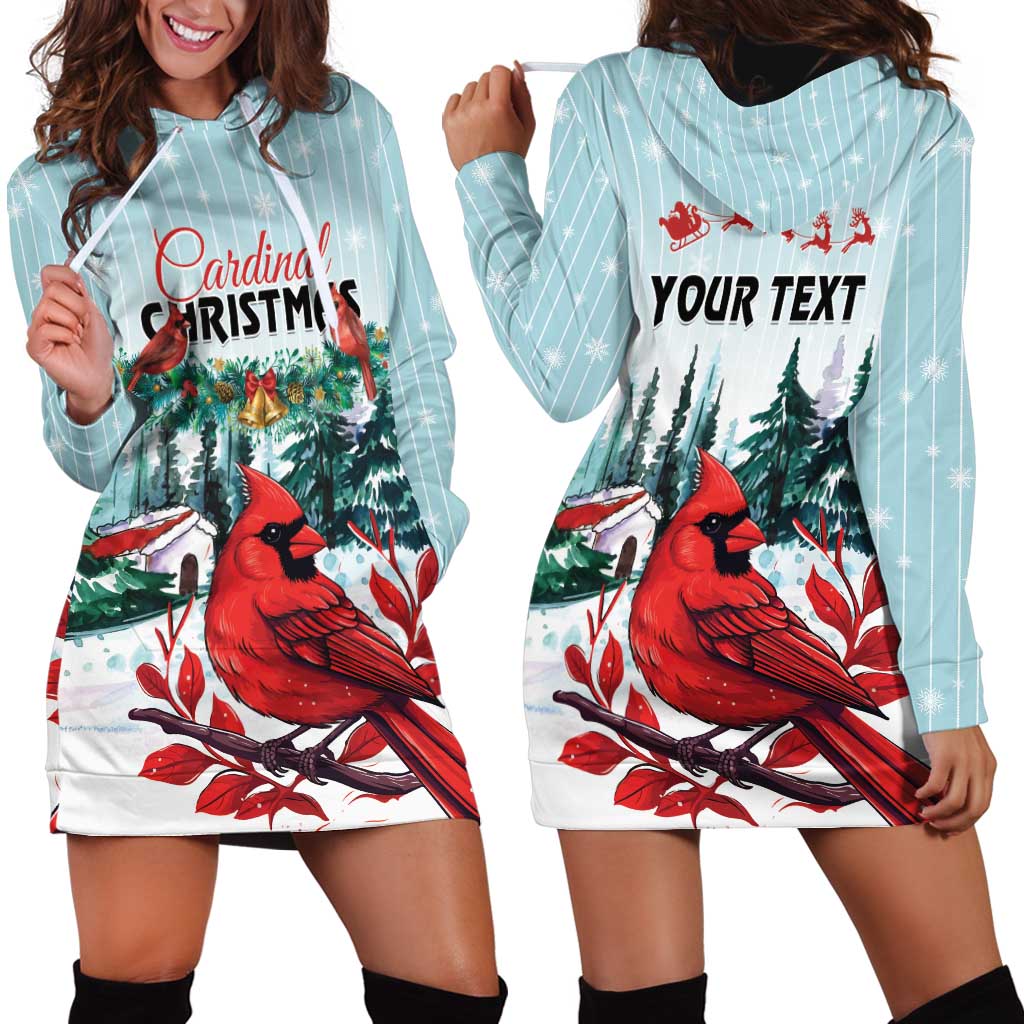 Personalised Cardinal Christmas Hoodie Dress Snowflake Xmas Tree - Wonder Print Shop