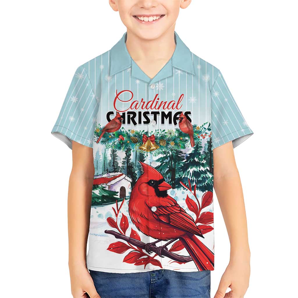 Personalised Cardinal Christmas Kid Hawaiian Shirt Snowflake Xmas Tree - Wonder Print Shop