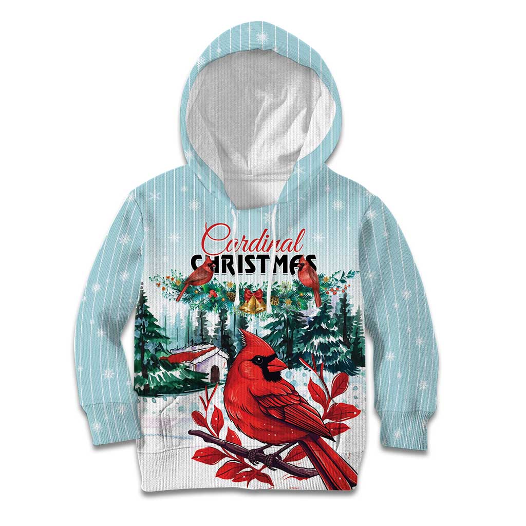 Personalised Cardinal Christmas Kid Hoodie Snowflake Xmas Tree - Wonder Print Shop