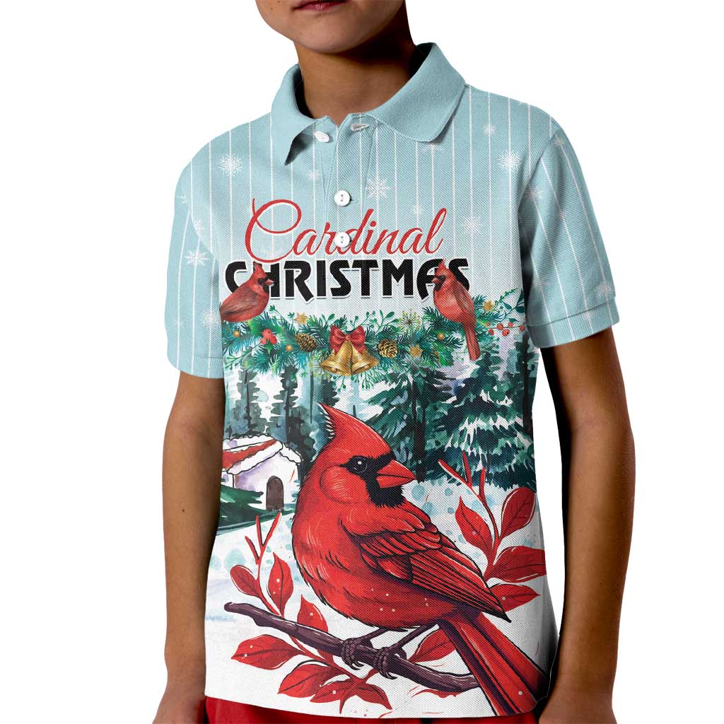 Personalised Cardinal Christmas Kid Polo Shirt Snowflake Xmas Tree - Wonder Print Shop