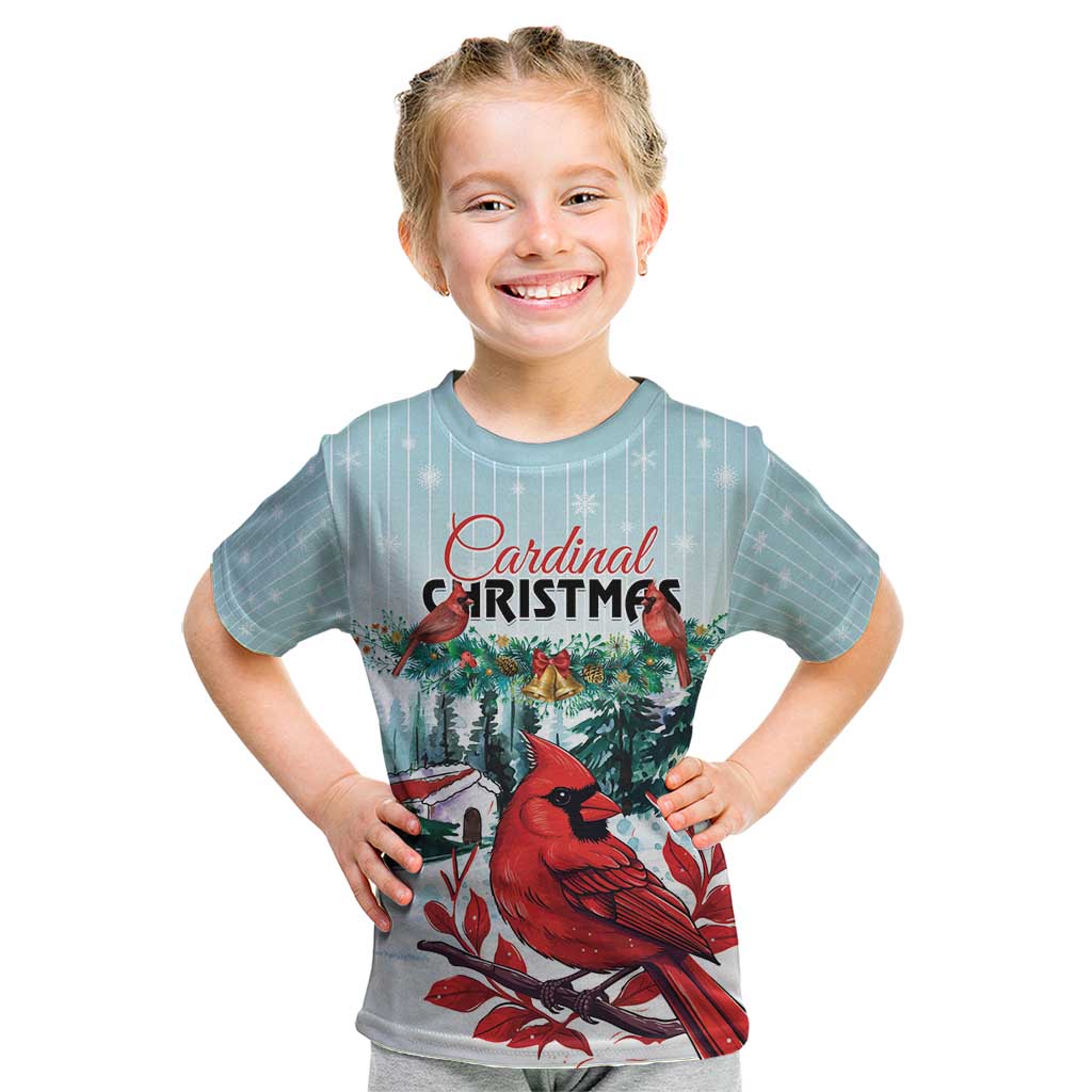 Personalised Cardinal Christmas Kid T Shirt Snowflake Xmas Tree - Wonder Print Shop