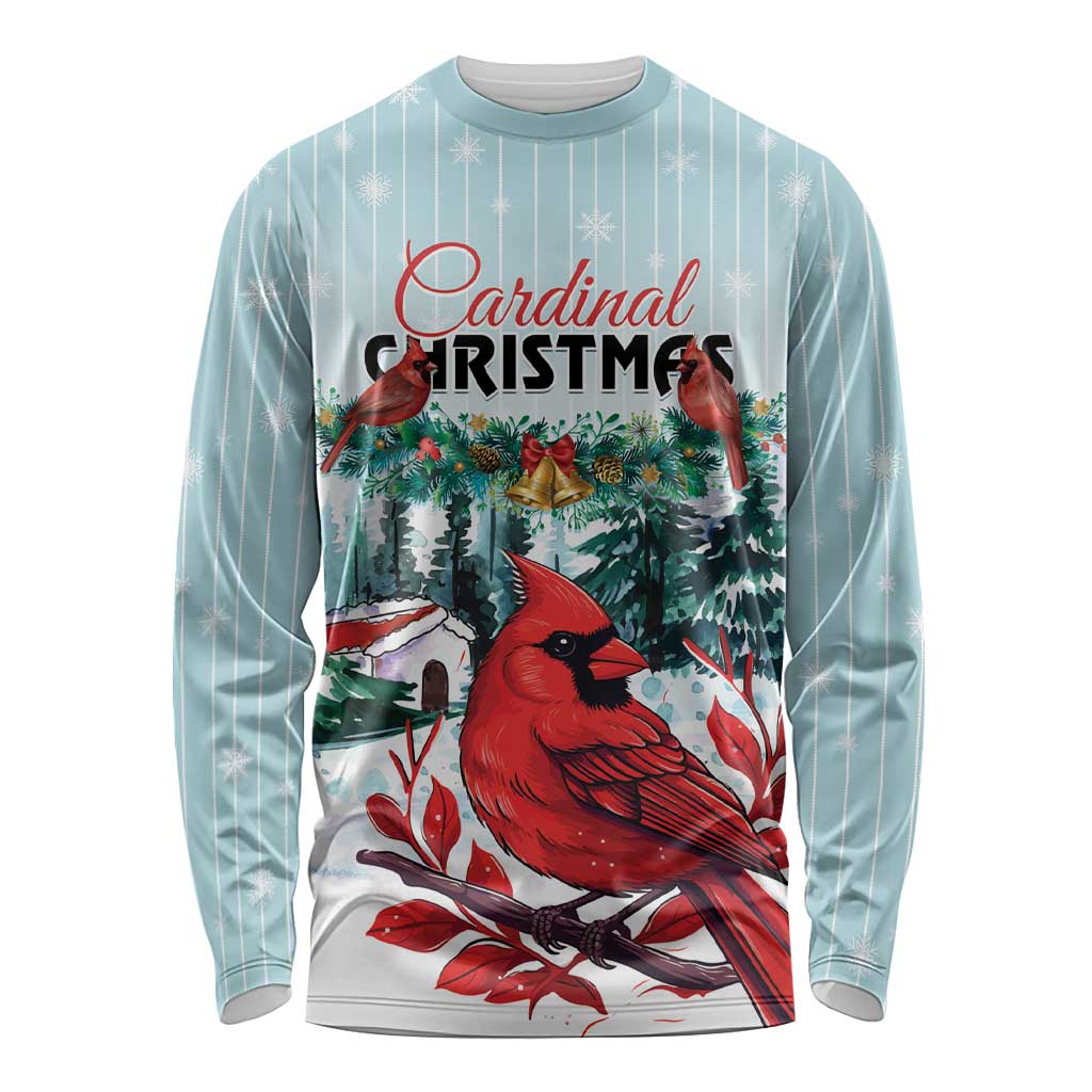 Personalised Cardinal Christmas Long Sleeve Shirt Snowflake Xmas Tree - Wonder Print Shop