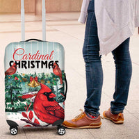 Cardinal Christmas Luggage Cover Snowflake Xmas Tree - Wonder Print Shop