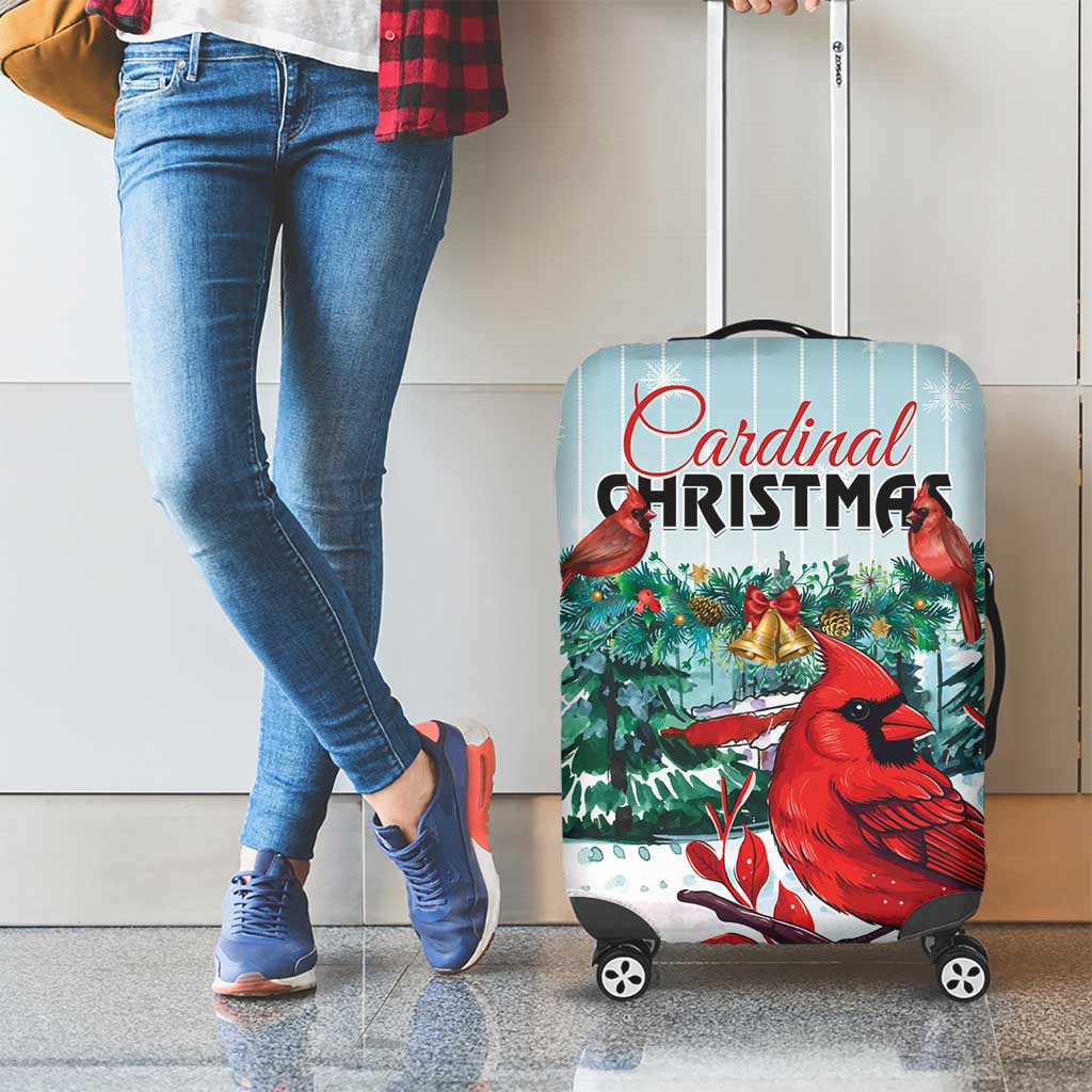 Cardinal Christmas Luggage Cover Snowflake Xmas Tree - Wonder Print Shop