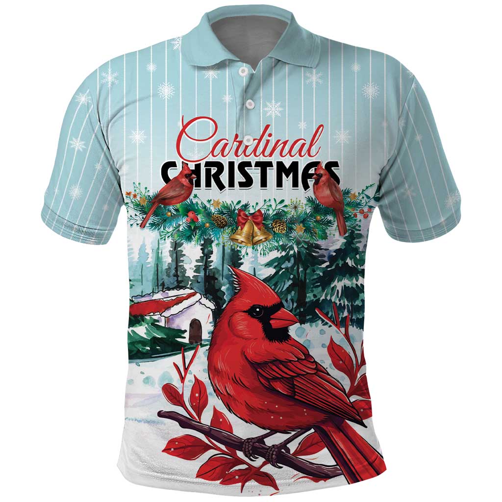 Personalised Cardinal Christmas Polo Shirt Snowflake Xmas Tree - Wonder Print Shop