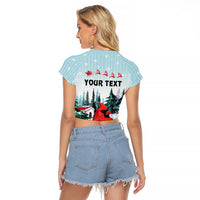 Personalised Cardinal Christmas Raglan Cropped T Shirt Snowflake Xmas Tree - Wonder Print Shop