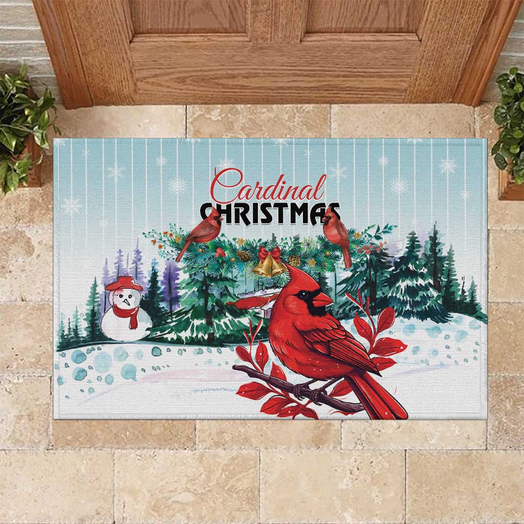 Cardinal Christmas Rubber Doormat Snowflake Xmas Tree - Wonder Print Shop