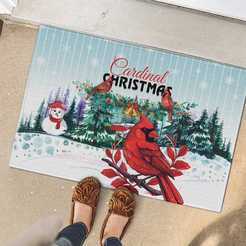 Cardinal Christmas Rubber Doormat Snowflake Xmas Tree - Wonder Print Shop