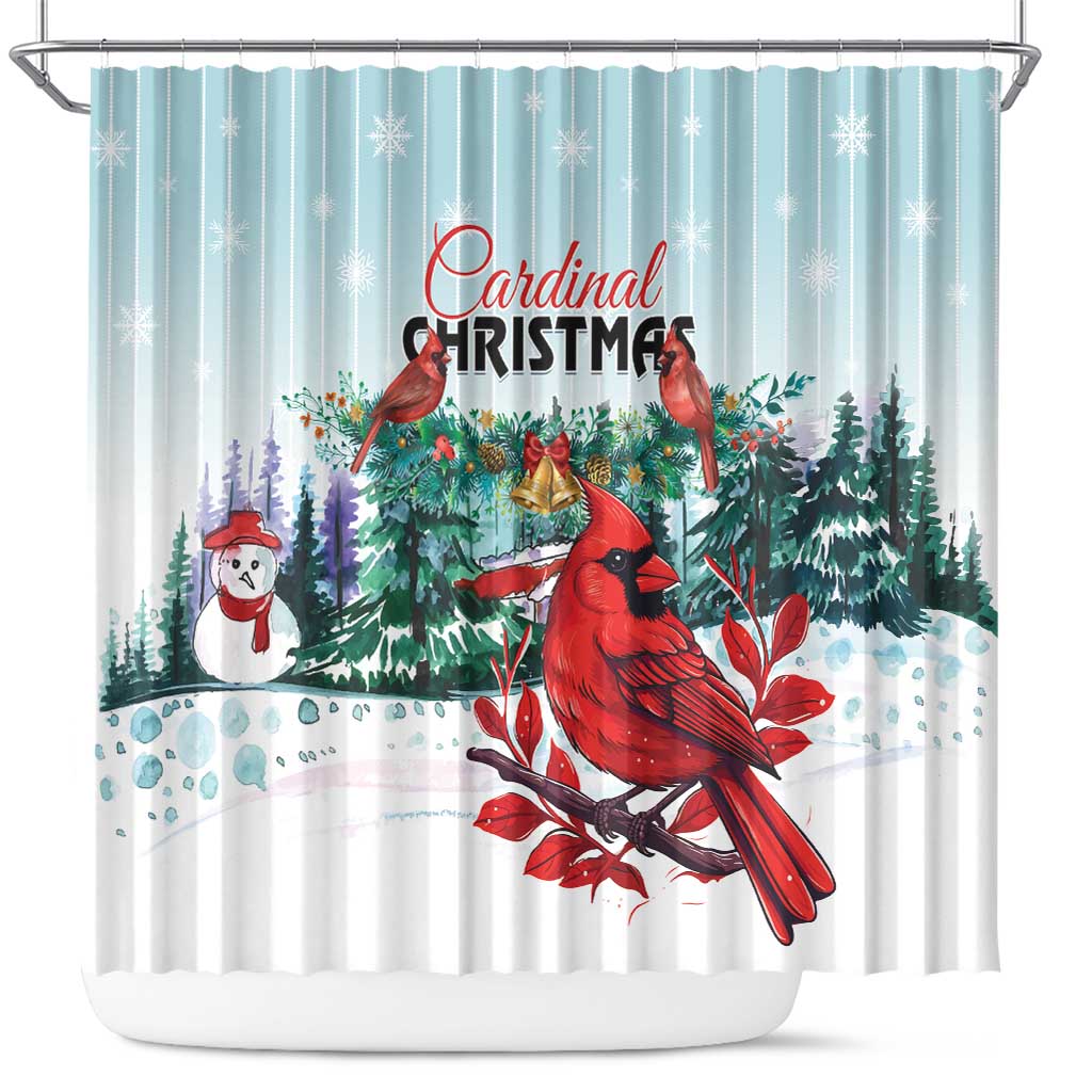 Cardinal Christmas Shower Curtain Snowflake Xmas Tree LT01