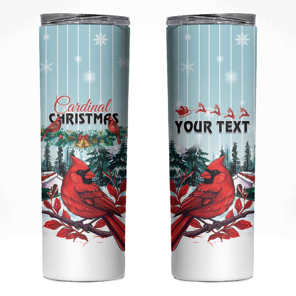 Personalised Cardinal Christmas Skinny Tumbler Snowflake Xmas Tree - Wonder Print Shop