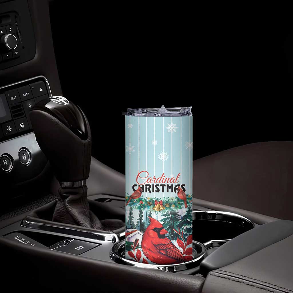 Personalised Cardinal Christmas Skinny Tumbler Snowflake Xmas Tree - Wonder Print Shop
