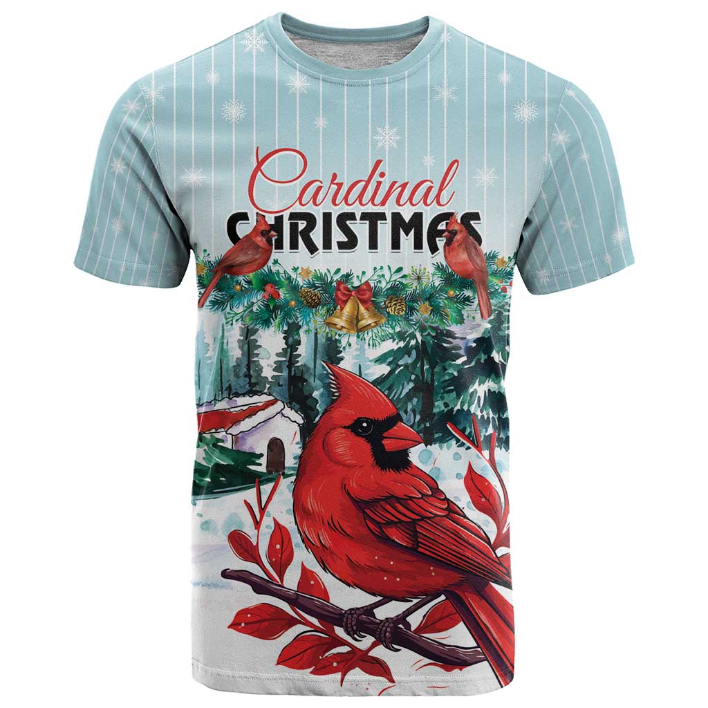 Personalised Cardinal Christmas T Shirt Snowflake Xmas Tree - Wonder Print Shop