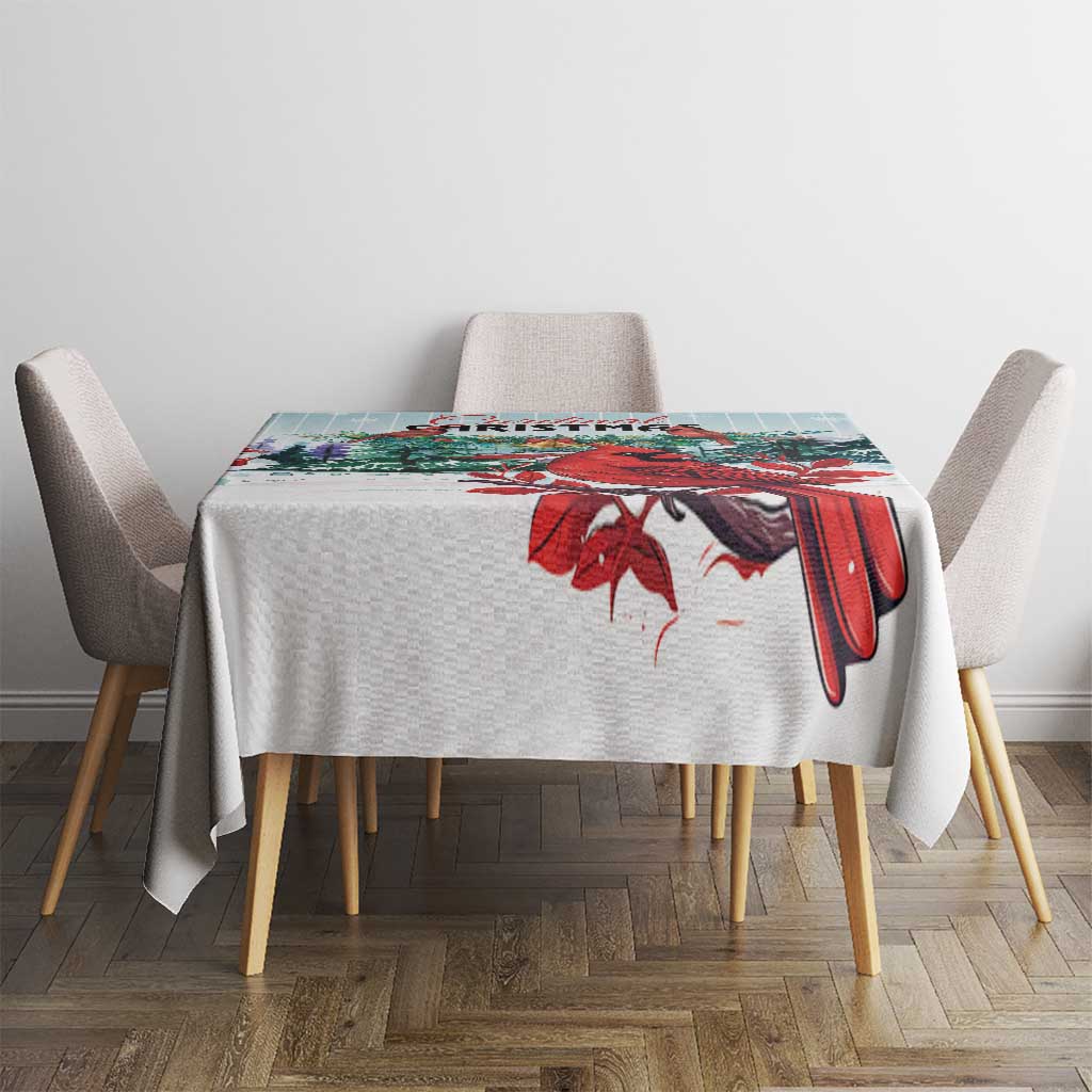 Cardinal Christmas Tablecloth Snowflake Xmas Tree - Wonder Print Shop
