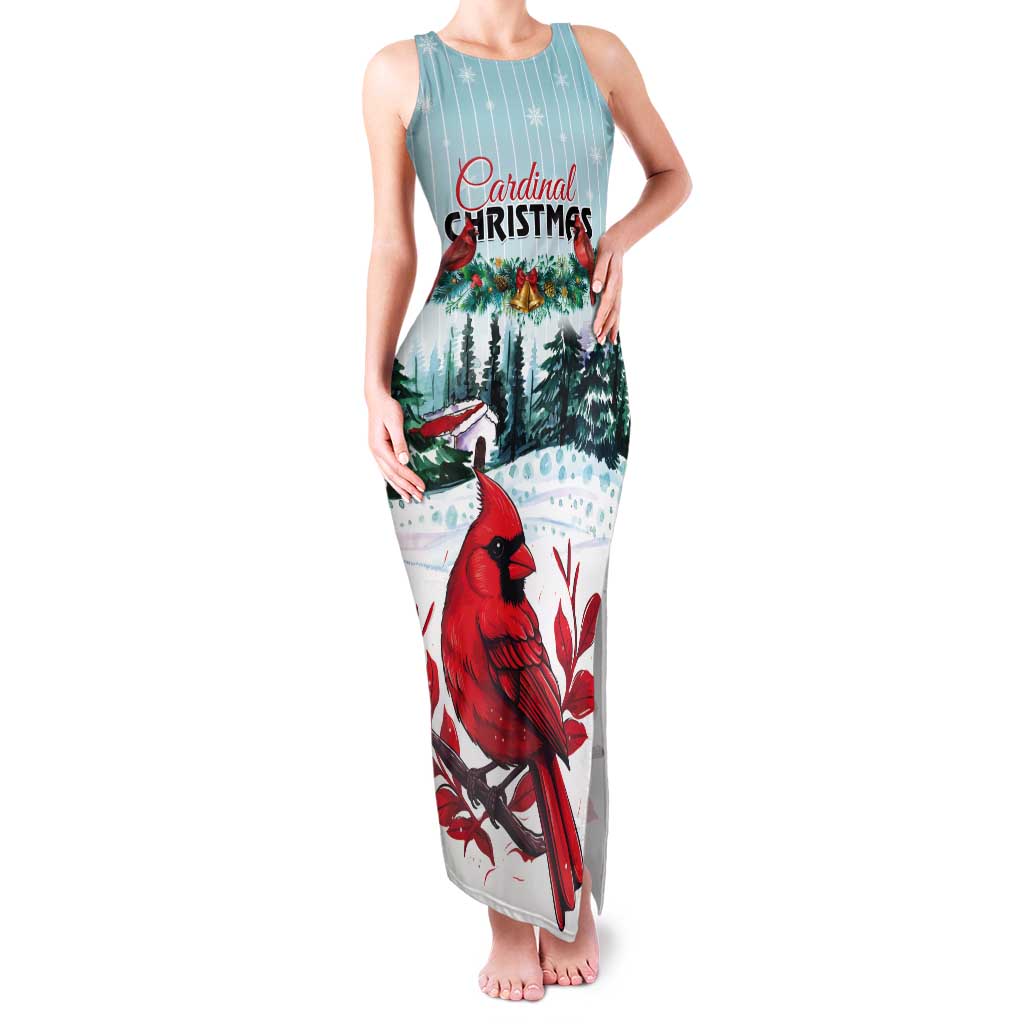 Personalised Cardinal Christmas Tank Maxi Dress Snowflake Xmas Tree - Wonder Print Shop
