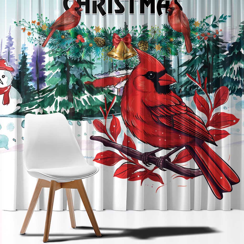 Cardinal Christmas Window Curtain Snowflake Xmas Tree - Wonder Print Shop