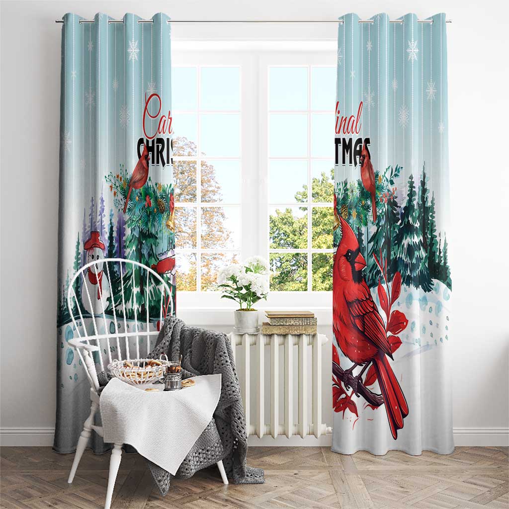 Cardinal Christmas Window Curtain Snowflake Xmas Tree - Wonder Print Shop