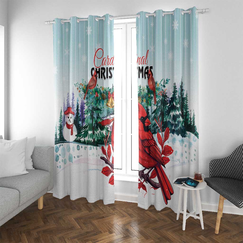 Cardinal Christmas Window Curtain Snowflake Xmas Tree - Wonder Print Shop