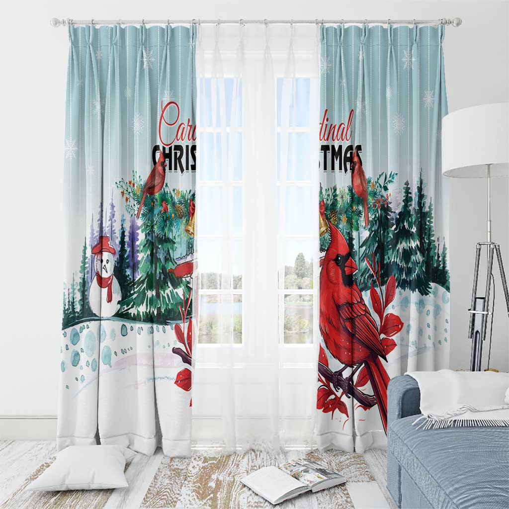 Cardinal Christmas Window Curtain Snowflake Xmas Tree - Wonder Print Shop