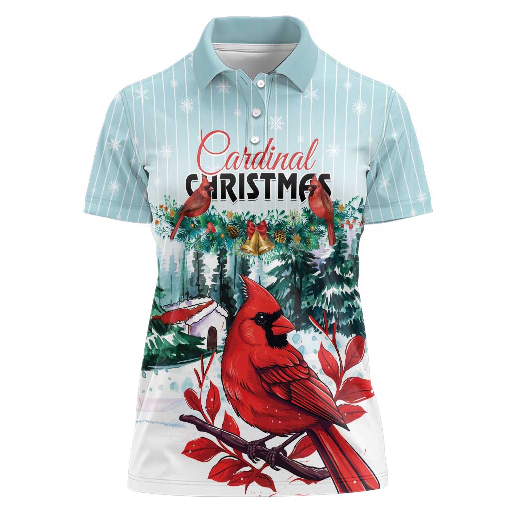 Personalised Cardinal Christmas Women Polo Shirt Snowflake Xmas Tree - Wonder Print Shop