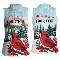 Personalised Cardinal Christmas Women Sleeveless Polo Shirt Snowflake Xmas Tree - Wonder Print Shop
