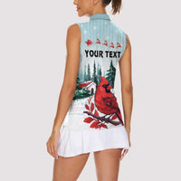Personalised Cardinal Christmas Women Sleeveless Polo Shirt Snowflake Xmas Tree - Wonder Print Shop